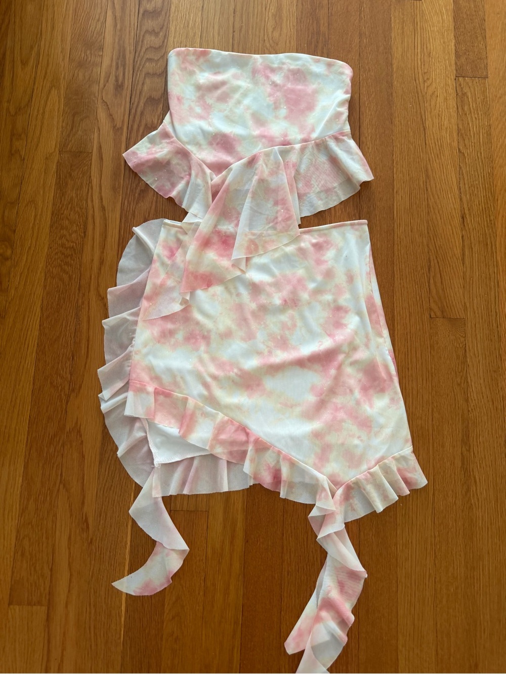 Women’s Pink Tie-Dye Ruffle Skirt Set